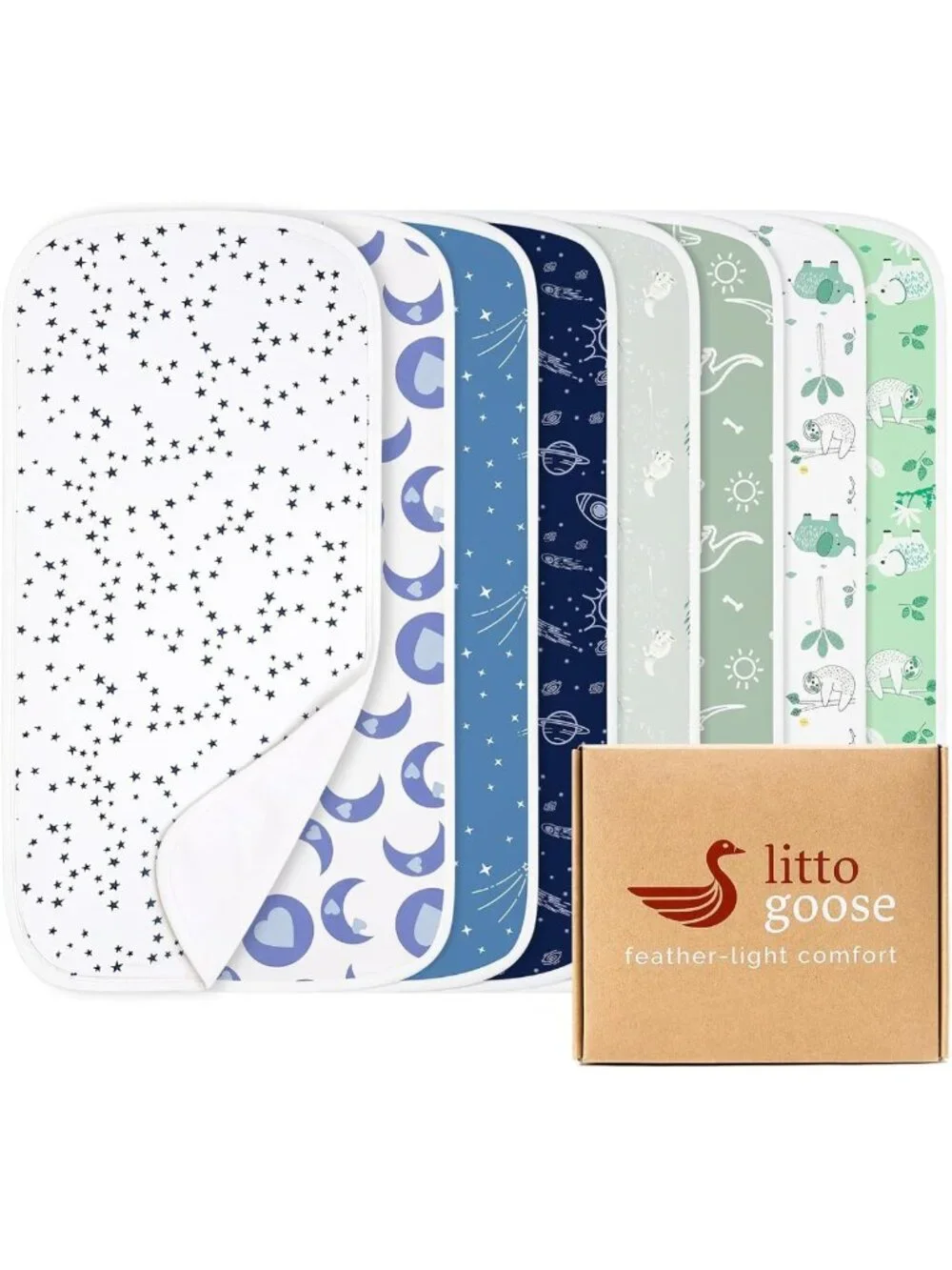 Extra Large Waterproof Baby Burp Cloths - 8 Pack, 13x26 Inch, Soft & Absorbent